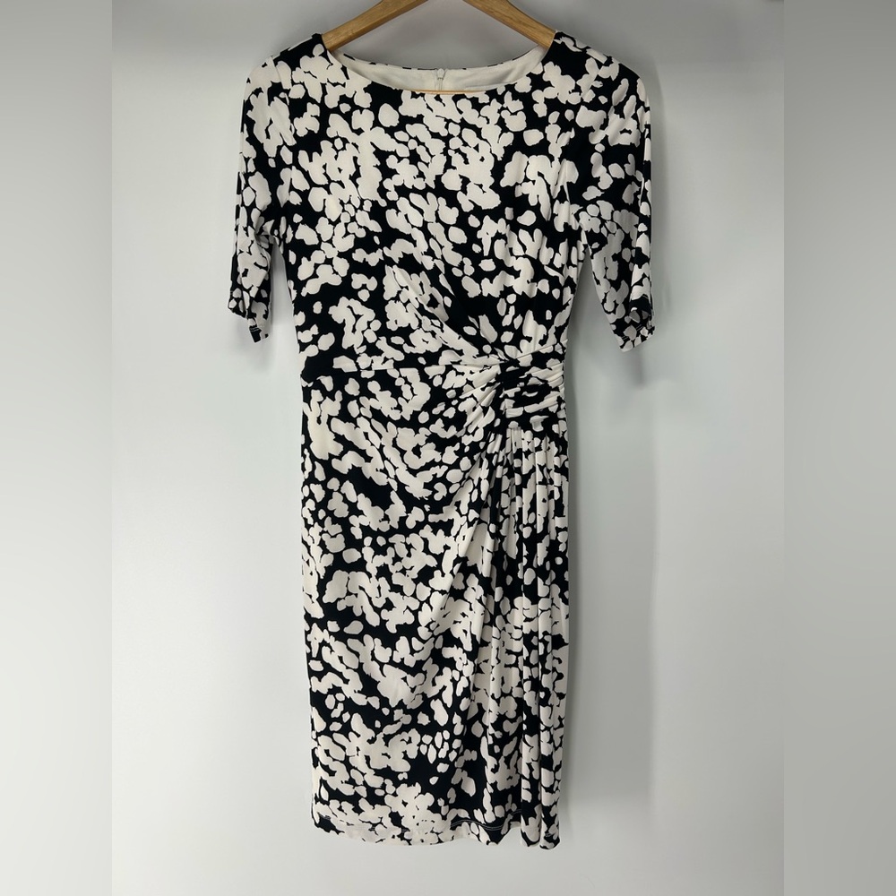London Times Black and White Printed Midi Dress